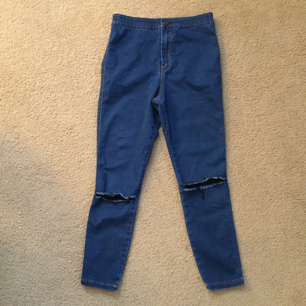 ASOS Stretch HIGH WAIST Skinny Wrecked Denim JEANS